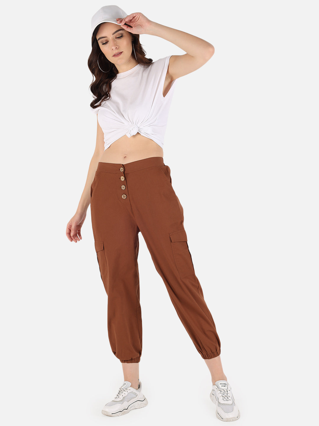 Stylish Modern Cotton Women's Cargo Pant, Hot & Trendy Pants for her, Camel  Color, Dark Brown